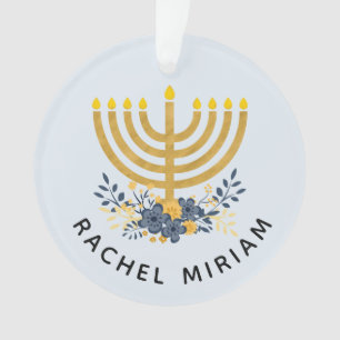 Baby's First Hanukkah   Datiert Keepake Blue & Gol Ornament