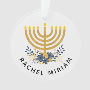 Baby's First Hanukkah   Datiert Keepake Blue & Gol Ornament