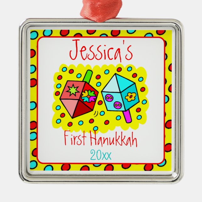 Baby's First Hanukkah Silbernes Ornament (Vorne)