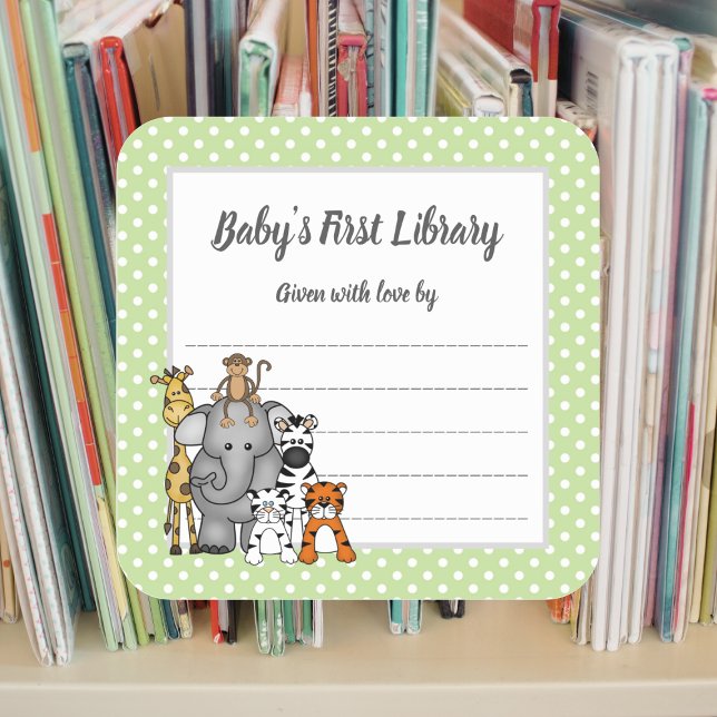Baby's First Library Buchzeichen, bringen Sie ein  Quadratischer Aufkleber (Von Creator hochgeladen)