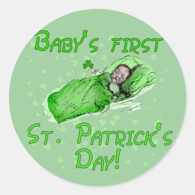 Baby's First St. Patrick's Day Tshirts Runder Aufkleber (Vorderseite)