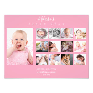 Baby's First Year Foto Collage Keepake Mädchen