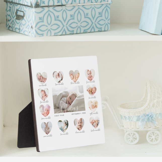Baby's First Year Heart Foto Keepake Collage Fotoplatte (Von Creator hochgeladen)
