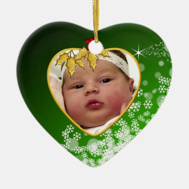 Baby's Foto Keepake Weihnachtsdekoration Keramik Ornament (Vorne)