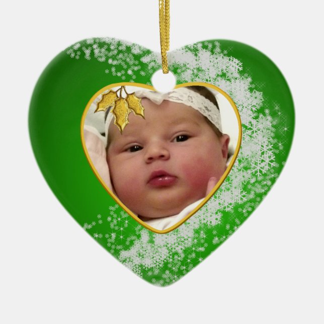 Baby's Foto Keepake Weihnachtsdekoration Keramik Ornament (Vorne)