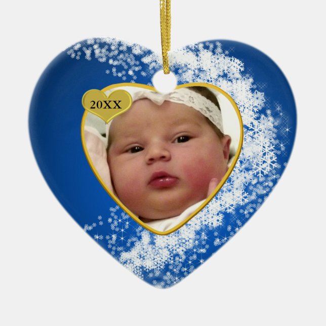 Baby's Foto Keepake Weihnachtsdekoration Keramik Ornament (Vorne)