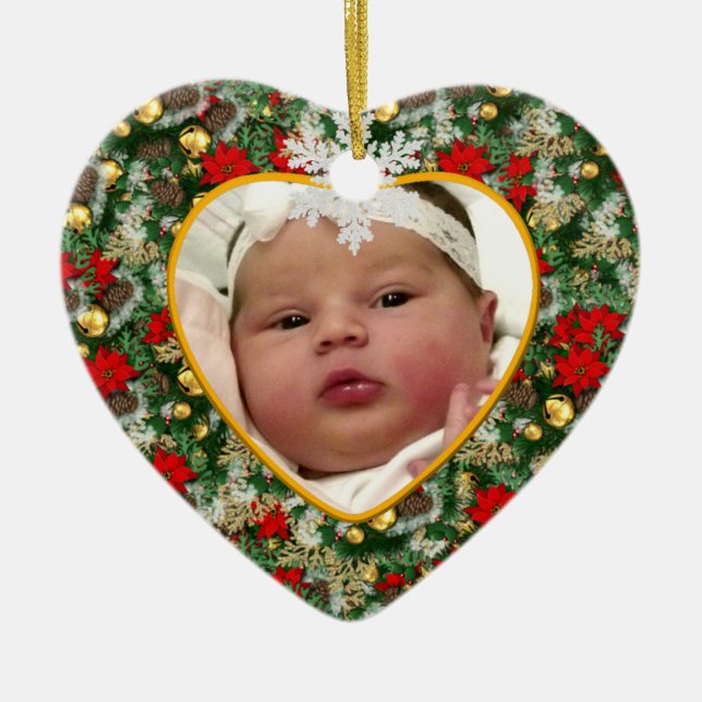 Baby's Foto Keepake Weihnachtsdekoration Keramikornament (Vorne)
