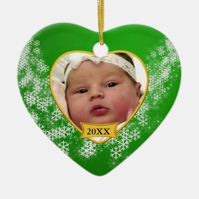 Baby's Foto Keepake Weihnachtsdekoration Keramikornament (Vorne)