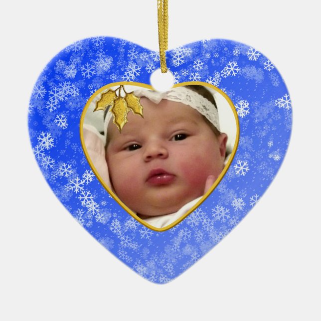 Baby's Foto Keepake Weihnachtsdekoration Keramikornament (Vorne)