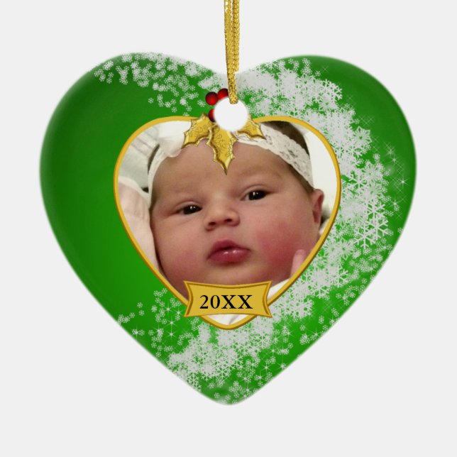 Baby's Foto Keepake Weihnachtsdekoration Keramikornament (Vorne)