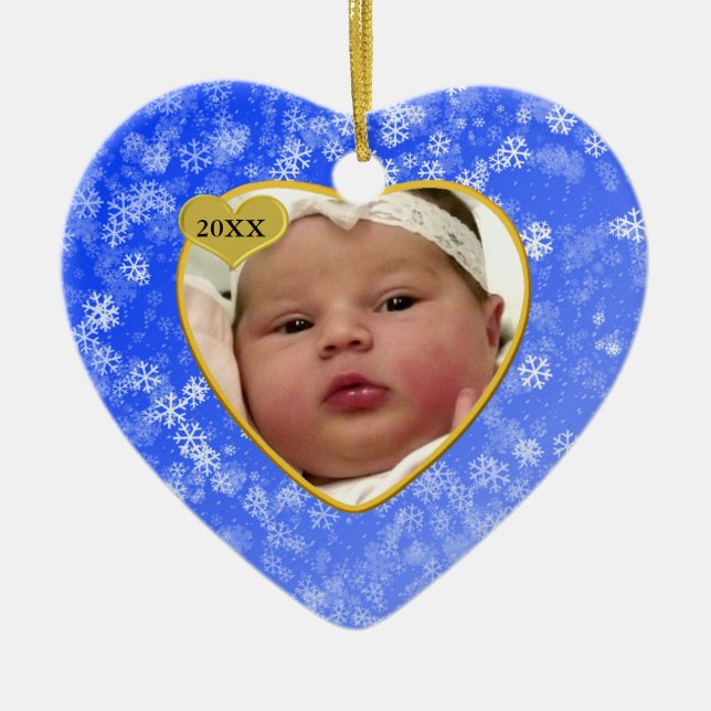 Baby's Foto Keepake Weihnachtsdekoration Keramikornament (Vorne)
