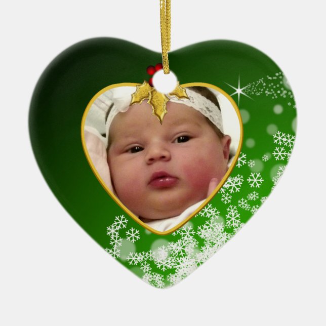 Baby's Foto Keepake Weihnachtsdekoration Keramikornament (Vorne)