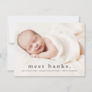 Babys Foto moderner Name Geburtsanzeige Postkarte
