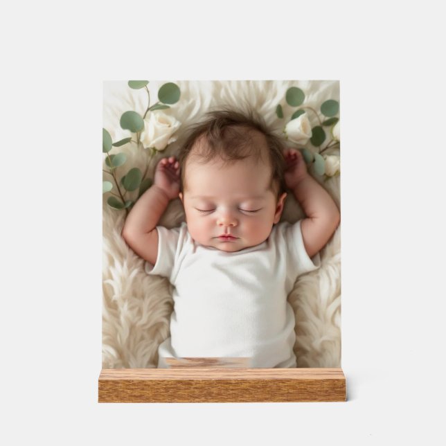 Baby's Foto personalisieren Acrylschild (Vorderseite)