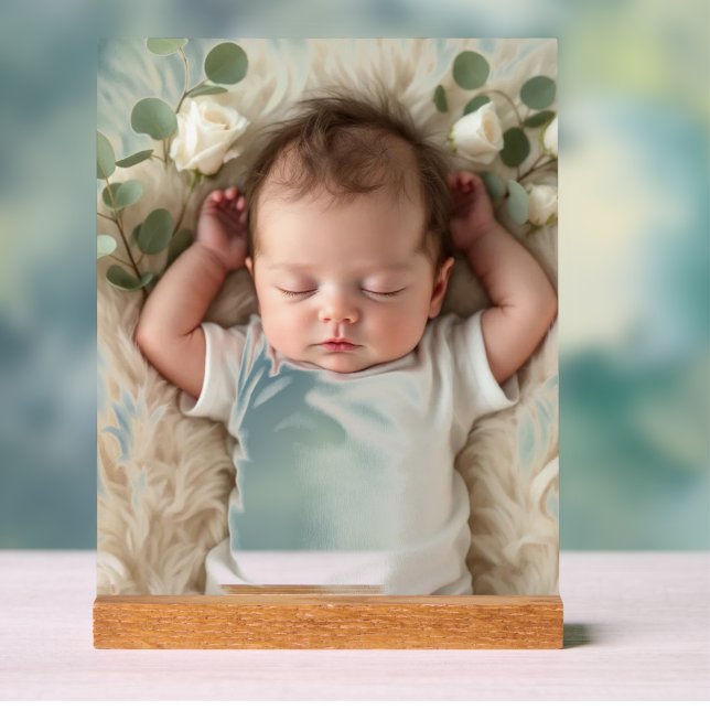 Baby's Foto personalisieren Acrylschild ( Elegant Photo stand for new parents and grandparents)