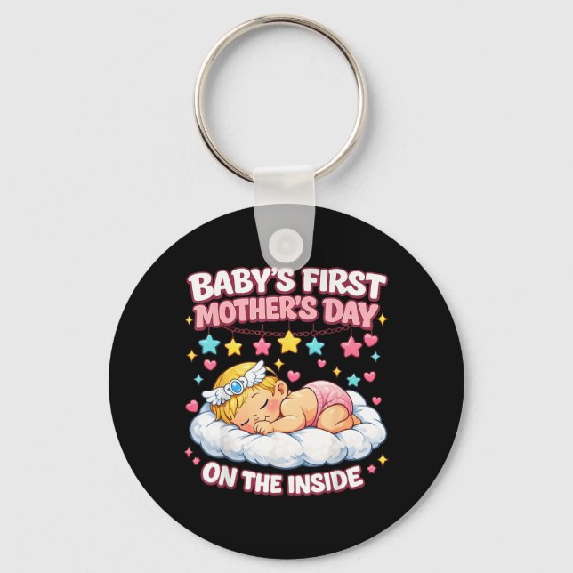 Babys Ft Muttertag Im Inneren Schwangere Mutter Schlüsselanhänger (Vorderseite)