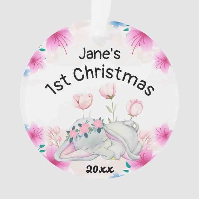 Baby's Girl First Christmas 2023 Personalisiert Ornament (Vorderseite)