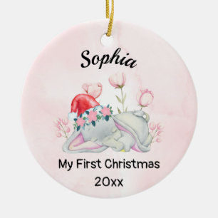 Baby's Girl My First Christmas 2023 Personalisiert Keramik Ornament