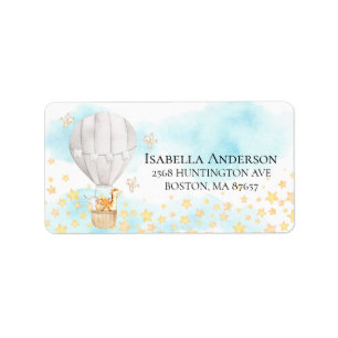 Babys Hot Air Ballon Babydusche Adressaufkleber