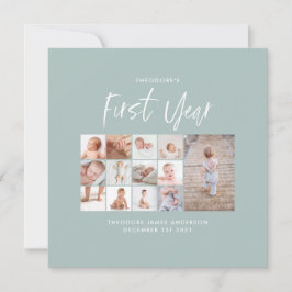 Babys im ersten Jahr Foto Collage Skript blau