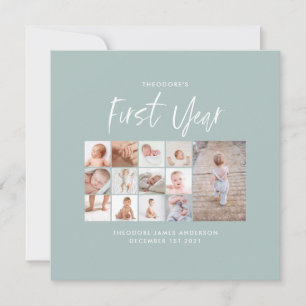 Babys im ersten Jahr Foto Collage Skript blau