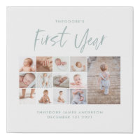 Babys im ersten Jahr Foto Collage Skript blau mode