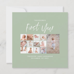 Babys im ersten Jahr Foto Collage Skript grün