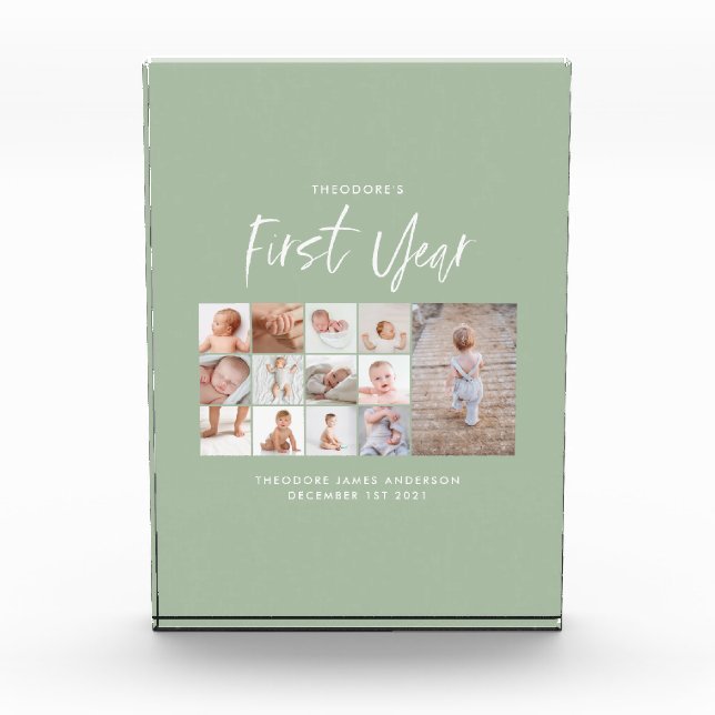 Babys im ersten Jahr Foto Collage Skript grün (Vorderseite)