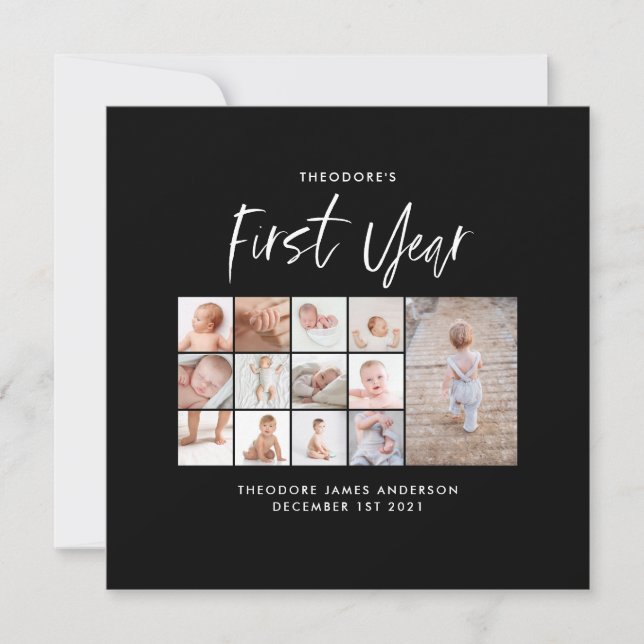 Babys im ersten Jahr Foto Collage Skript monochrom (Vorderseite)