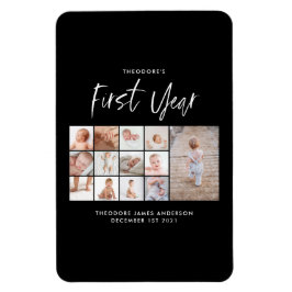 Babys im ersten Jahr Foto Collage Skript monochrom Magnet