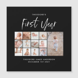Babys im ersten Jahr Foto Collage Skript monochrom Magnetkarte