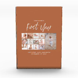 Babys im ersten Jahr Foto Collage Skript Terracott