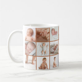 Babys im ersten Jahr Foto Collage Skript Terracott Kaffeetasse