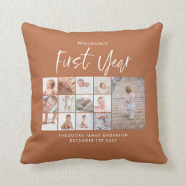 Babys im ersten Jahr Foto Collage Skript Terracott Kissen