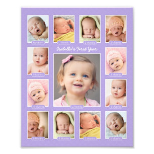 Babys im ersten Jahr Lila Keepake FotoCollage Fotodruck