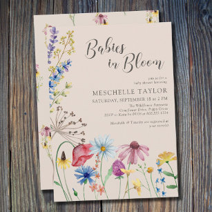 Babys in Bloom Country Wildblume Kinderdusche Einladung