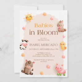 Babys in Bloom Farm Animals Baby-Dusche Einladung