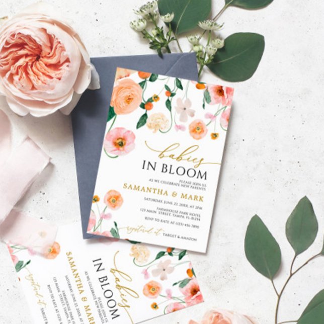 Babys in Bloom Poppies Blume Twins Baby Dusche Einladung (Von Creator hochgeladen)