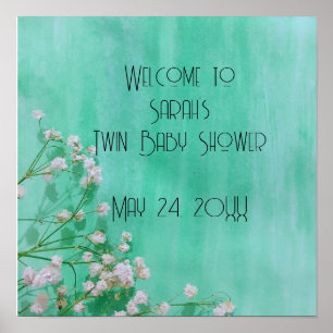 Babys in Bloom Spring Twins Baby Dusche Poster