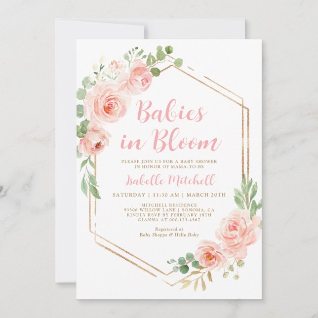 Babys in Bloom Twins Kinderdusche Einladung (Vorderseite)