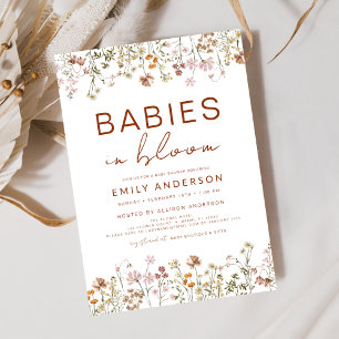 Babys in Bloom Twins Wildblume Babydusche Einladung