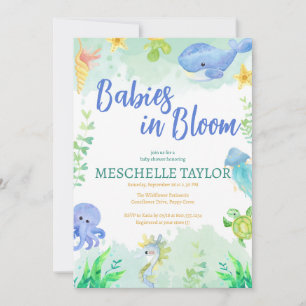 Babys in Bloom unter der Blue-Baby-Dusche des Meer Einladung