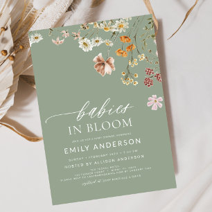 Babys in Bloom Wildblume Twins Kinderdusche Einladung