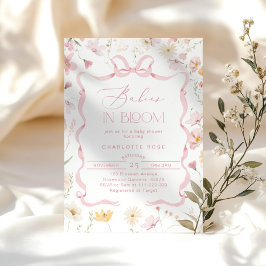 Babys in Blüte Pink Bow Twin Mädchen Babydusche Einladung