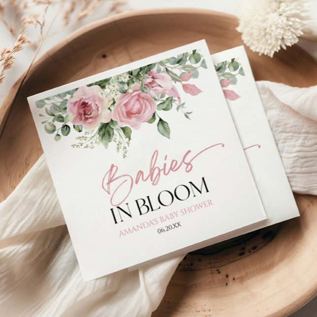 Babys in blutrosa Rose Blumenzwiebeln Kinderdusche Serviette (Von Creator hochgeladen)