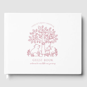 Baby's Journey Pink Woodland Animals Baby Dusche Gästebuch