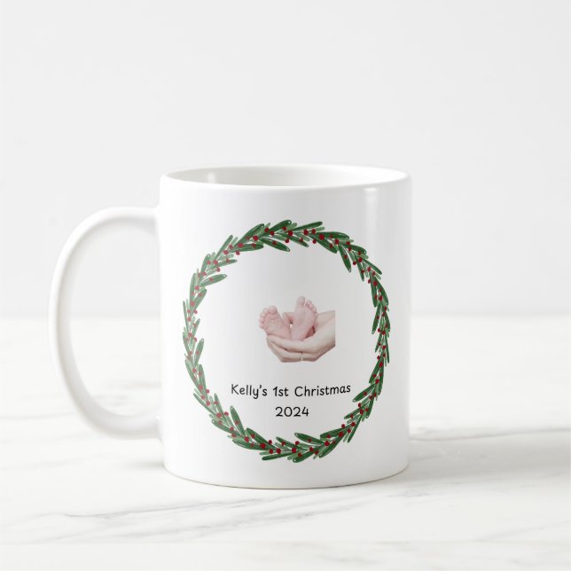 Babys (Kelly’s) 1. Weihnachten individuell anpassb Kaffeetasse (Links)