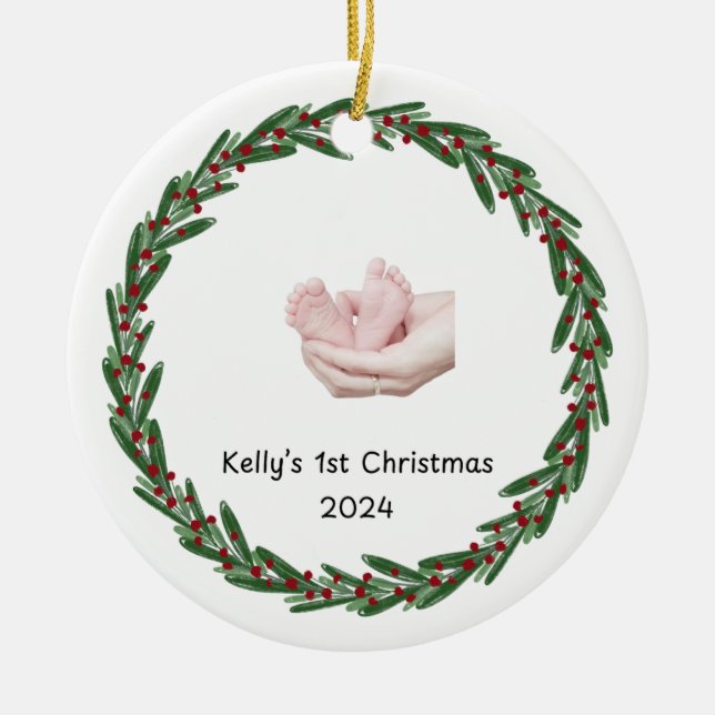 Babys (Kelly's 1. Weihnachts Custom Babies Name Keramik Ornament (Vorne)