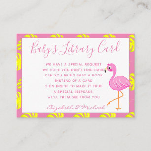 Babys Library Book Request Card Tropical Flamingo Begleitkarte