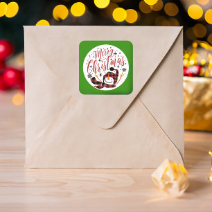 Baby's Merry Snowman First Christmas Einzigartiges Quadratischer Aufkleber